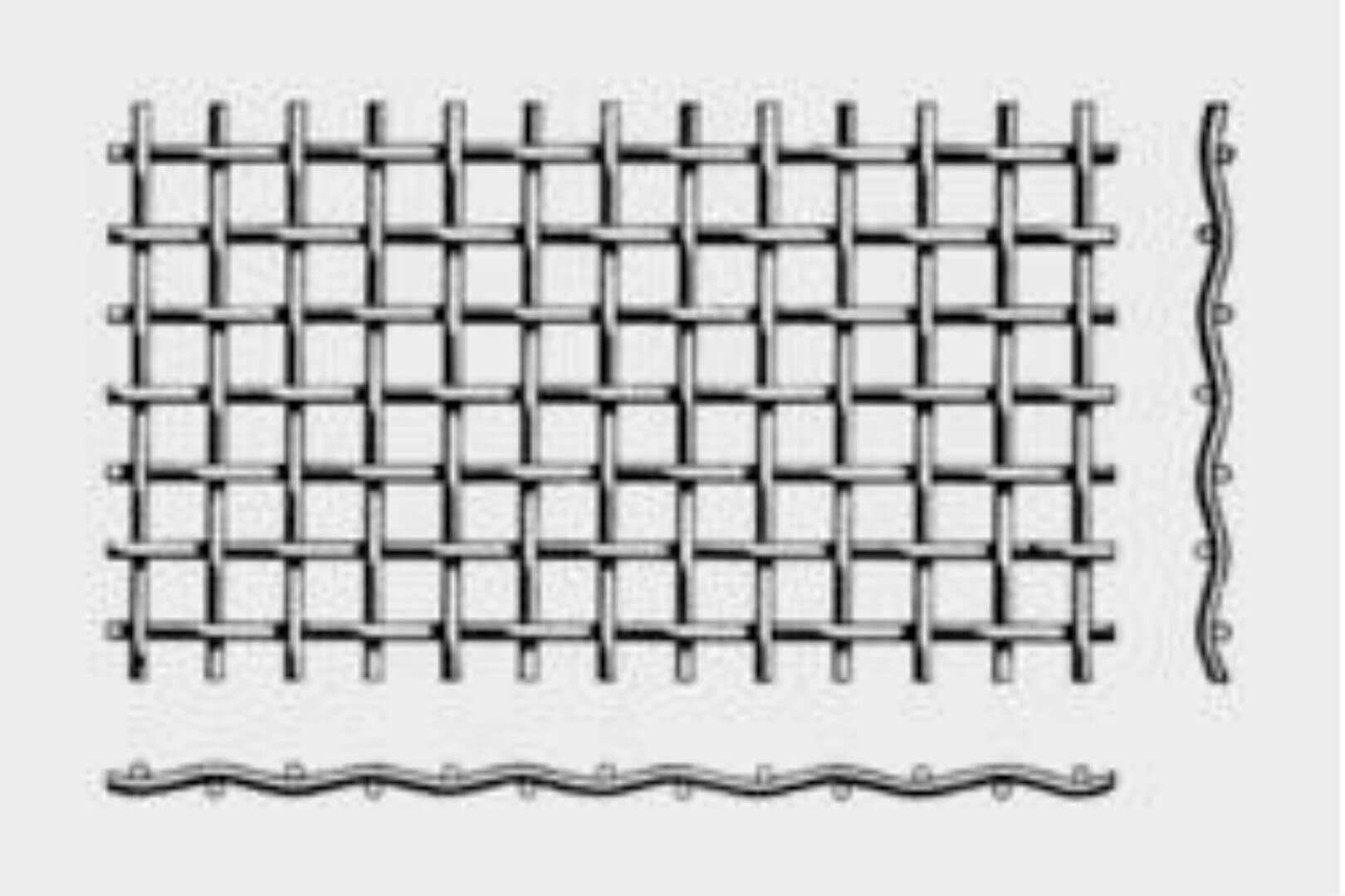 schematische voorstelling van gevlochten metaalgaas enkele golf van fabrikant Omnimesh
